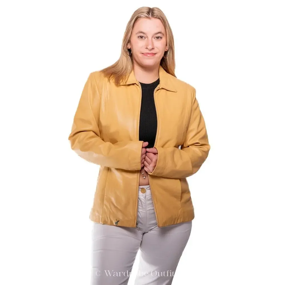 Wilsons Tan Leather Moto Jacket Blazer - Picture 4 of 10